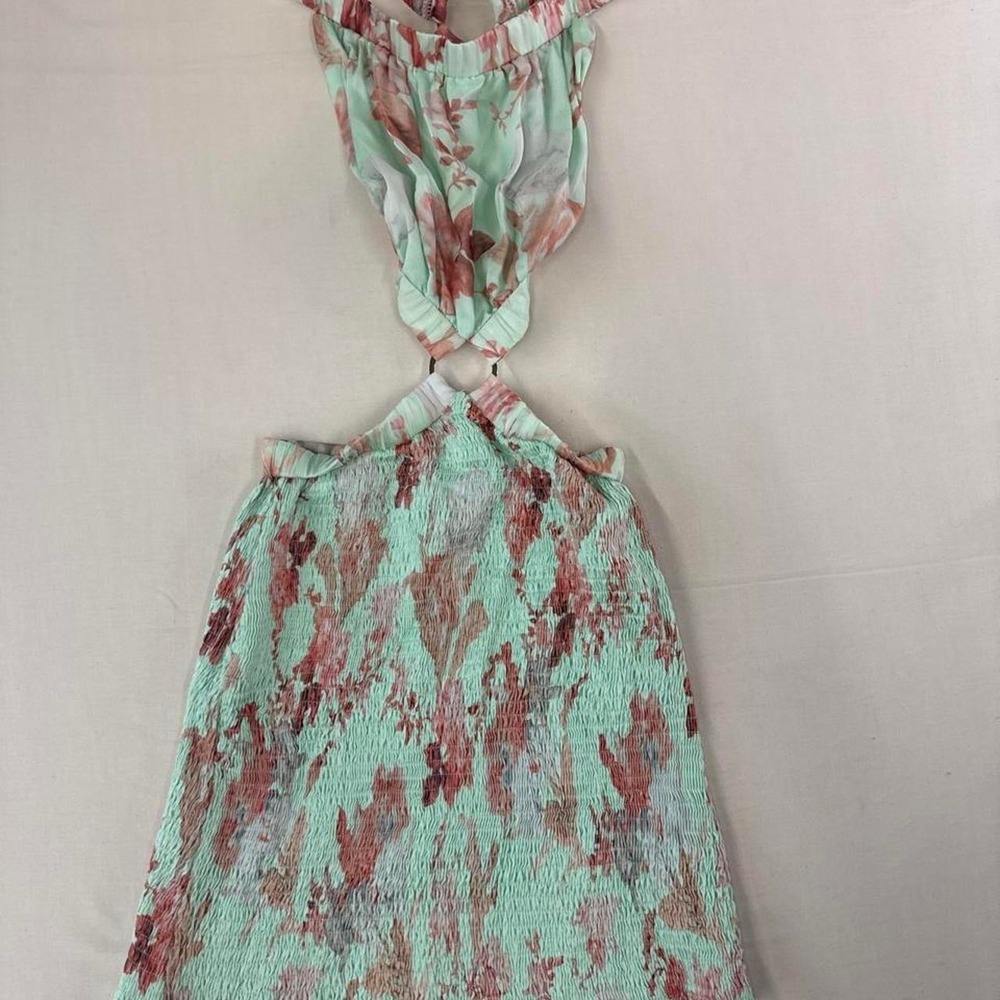 Women's Mint Floral Halter Cutout Mini Dress – Size Small – NEW WITH TAGS